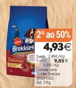 Supermercados Aquí Brekkies Comida cans Tender Delicius oferta