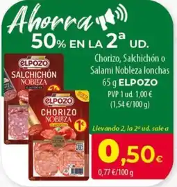 SPAR Lanzarote elpozo chorizo salchichón o salami noblezas lonchas oferta