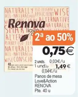 Supermercados Aquí Renova panos de mesa Love&Action oferta