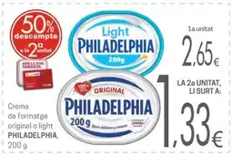 Valvi Supermercats philadelphia crema de formatge original o light oferta