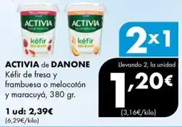 Supermercados Lupa Activia kéfir de fresa y frambuesa o melocotón y maracuyá oferta