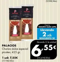 Supermercados Lupa Palacios chorizo dulce especial picoteo oferta