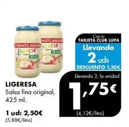 Supermercados Lupa Ligeresa salsa fina original oferta