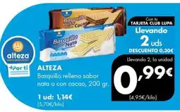 Supermercados Lupa Alteza Barquillo relleno sabor nata o con cacao oferta