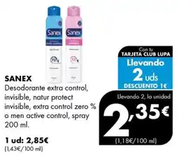 Supermercados Lupa Sanex desodorante extra control invisible natur protect o men active control oferta