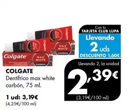 Supermercados Lupa Colgate dentífrico max white carbón oferta