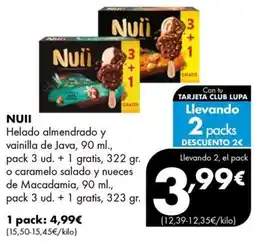 Supermercados Lupa Nuii helado almendrado y vainilla de java o caramelo salado y nueces de macadamia oferta