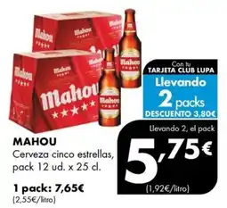 Supermercados Lupa Mahou cerveza cinco estrellas oferta