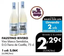Supermercados Lupa Faustino rivero vino blanco semidulce oferta