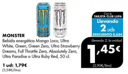Supermercados Lupa Monster bebida energética mango loco, ultra white, green, green zero, ultra strawberry dreams, full throttle zero, absolutely oferta