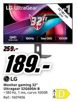 MediaMarkt LG monitor gaming 32" ultragear 32g600a-b oferta