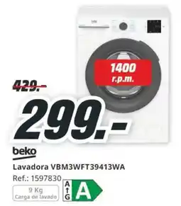 MediaMarkt beko lavadora vbm3wft39413wa oferta
