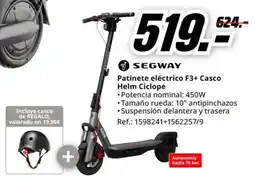 MediaMarkt Segway patinete eléctrico F3+ casco helm ciclope oferta