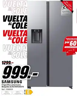 MediaMarkt Samsung frigorífico americano bespoke ai rs70f64kete oferta