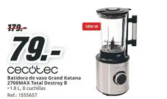 Cecotec batidora de vaso grand katana 2700max total destroy b