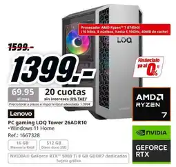 MediaMarkt Lenovo PC gaming LOQ Tower 26ADR10 oferta