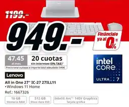 MediaMarkt Lenovo All in One 27" IC-27 27ILL11 oferta