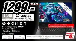 MediaMarkt hp omens portátil gaming 16-am0008ns oferta