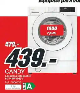 MediaMarkt Candy lavadora integrable bc449m4d8j-s oferta