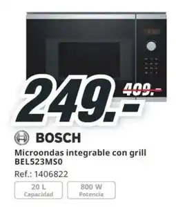 MediaMarkt Bosch microondas integrable con grill bel523ms0 oferta
