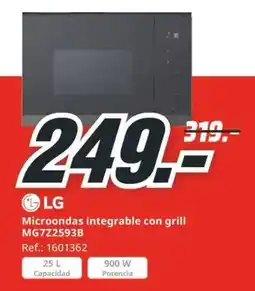MediaMarkt LG microondas integrable con grill MG7Z2593B oferta
