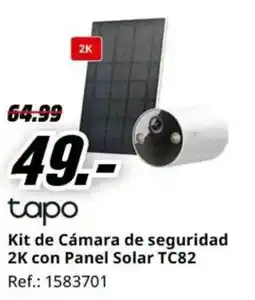 MediaMarkt tapo Kit de Cámara de seguridad 2K con Panel Solar TC82 oferta
