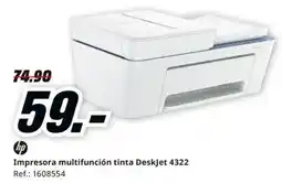 MediaMarkt hp impresora multifunción tinta deskjet 4322 oferta