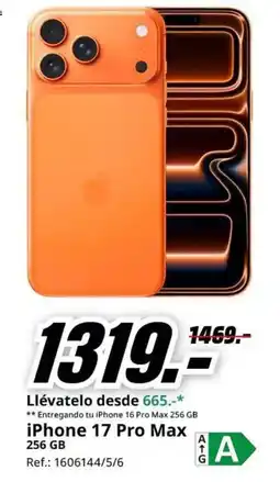 MediaMarkt iphone 17 pro max 256 gb oferta