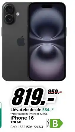 MediaMarkt iphone 16 128 gb oferta