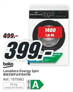 MediaMarkt beko lavadora energy spin bm3wfu41041w oferta