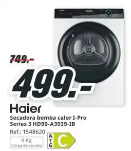 MediaMarkt Haier secadora bomba calor i-pro series 3 hd90-a3939-ib oferta