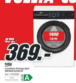 MediaMarkt beko lavadora energy spin bm3wfsu39413 oferta