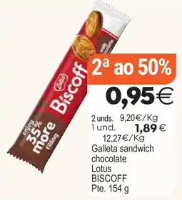 Plenus Supermercados Lotus Biscoff Galleta sandwich chocolate oferta