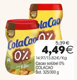Plenus Supermercados ColaCao Cacao solubles 0% oferta
