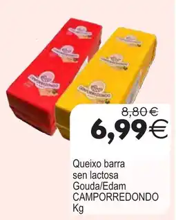 Plenus Supermercados Camporredondo queixo barra sen lactosa gouda/edam oferta