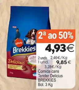 Plenus Supermercados Brekkies Comida cans Tender Delicious oferta
