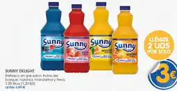 Supermercados Plaza Sunny Delight refresco sin gas sabor frutas del bosque, naranja, mandarina y fresa oferta