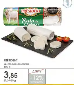 Supermercados Plaza President queso rulo de cabra oferta