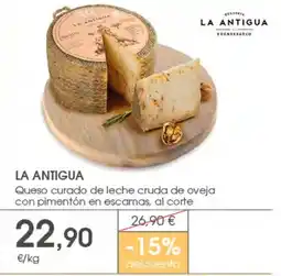 Supermercados Plaza La Antigua queso curado de leche cruda de oveja con pimentón en escamas, al corte oferta