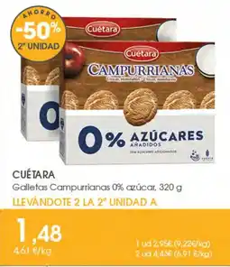 Supermercados Plaza Cuétara Galletas Campurrianas 0% azúcar oferta