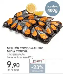Supermercados Plaza La Juani mejillón cocido gallego media concha oferta