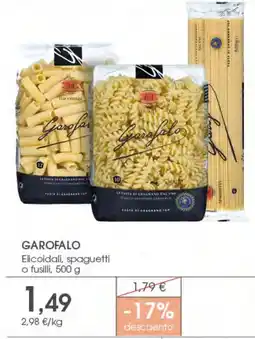 Supermercados Plaza Garofalo elicoidali, spaguettis o fusilli oferta