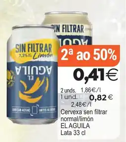 Plenus Supermercados El Aguila cervexa sen filtrar normal/limon oferta