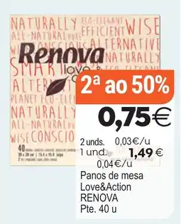Plenus Supermercados Love&Action RENOVA Panos de mesa oferta