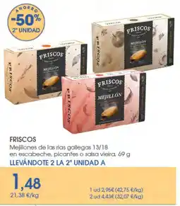 Supermercados Plaza Friscos mejillones de las rías gallegas 13/18 en escabeche picantes o salsa viera oferta