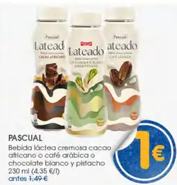 Supermercados Plaza Pascual bebida láctea cremosa cacao africano o café arábica o chocolate blanco y pistacho oferta