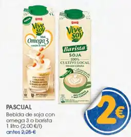 Supermercados Plaza Pascual bebida de soja con omega 3 o barista oferta