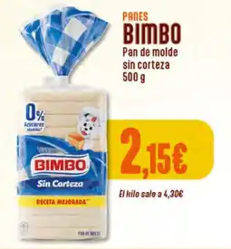 Supermercados Plaza Bimbo pan de molde sin corteza oferta