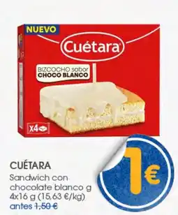 Supermercados Plaza Cuétara sandwich con chocolate blanco oferta