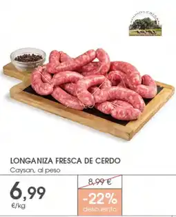 Supermercados Plaza Caysan longaniza fresca de cerdo oferta